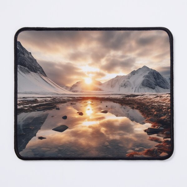 Item preview, Mountain and lake at sunset in long exposure - Landscape photography designed and sold by TheArtistOf2022.