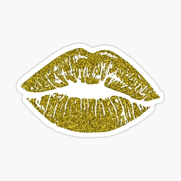 Gold Glitter Lips Stickers for Sale