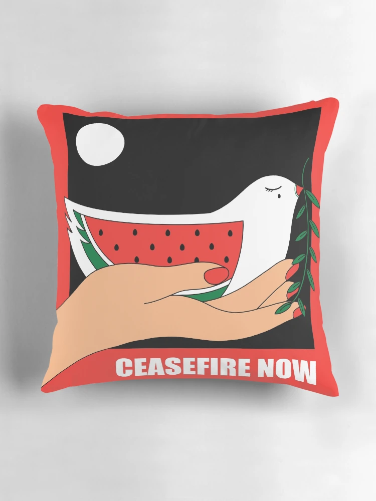 Thumbnail 3 of 4, Pillow, Ceasefire Now designed and sold by Roshi-R.