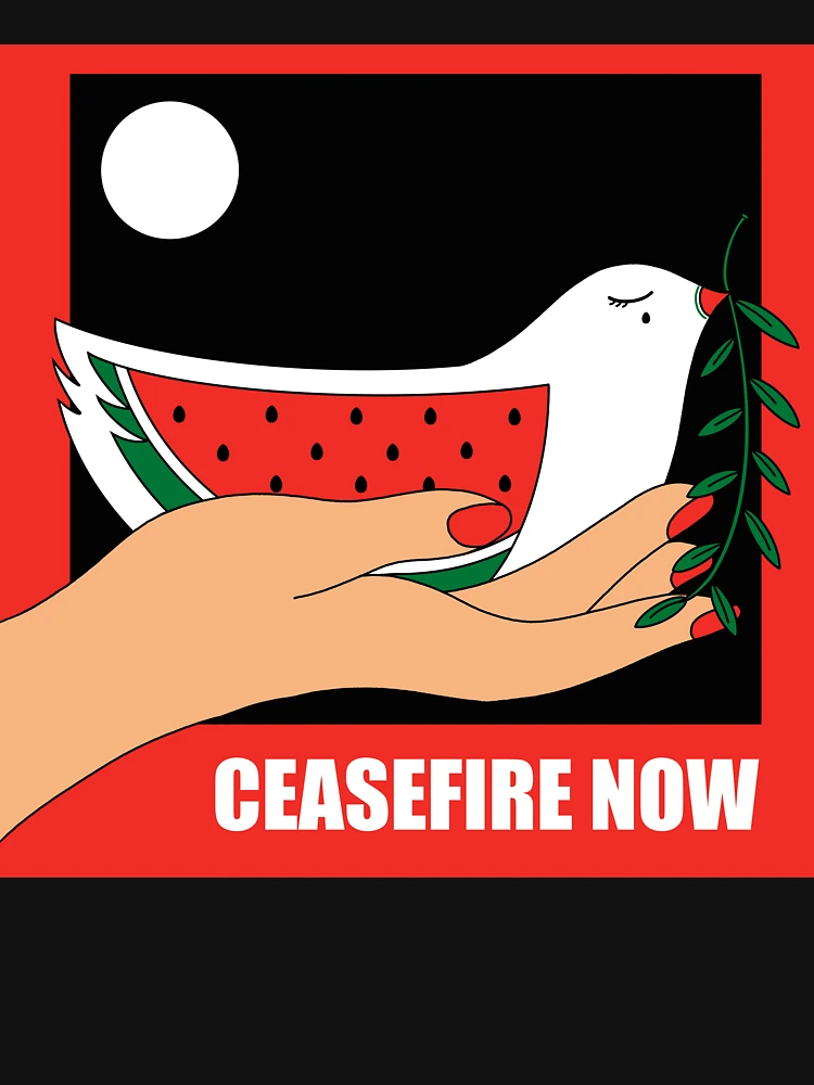 Thumbnail 6 of 6, Premium Oversized Hoodie, Ceasefire Now designed and sold by Roshi-R.