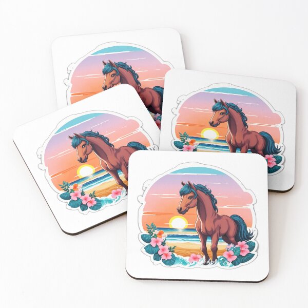 Item preview, Adorable Horse on a Beach with Hawaii Orchid Flowers designed and sold by NautiChic.