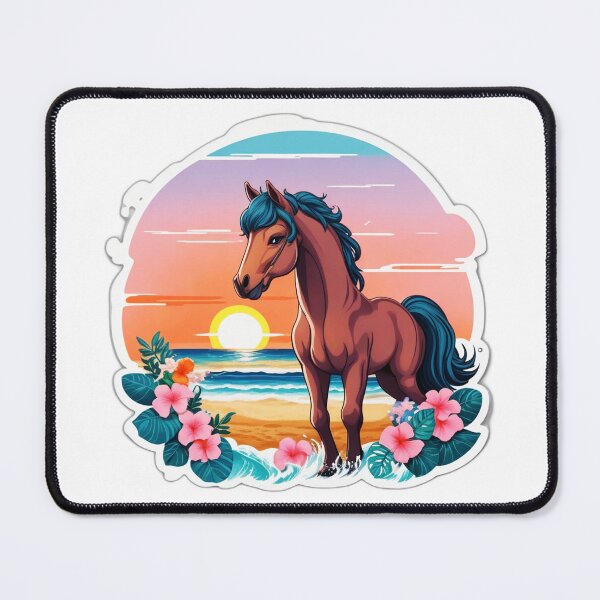 Item preview, Adorable Horse on a Beach with Hawaii Orchid Flowers designed and sold by NautiChic.