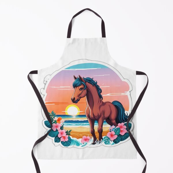 Item preview, Adorable Horse on a Beach with Hawaii Orchid Flowers designed and sold by NautiChic.