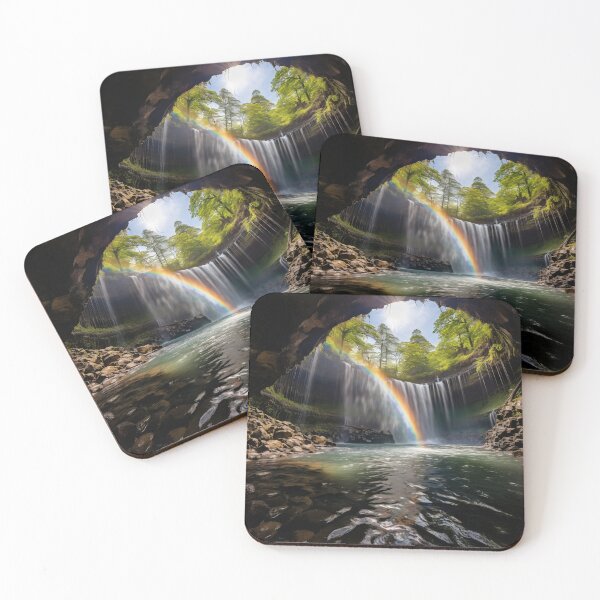 Item preview, Misty forest with waterfalls in fog long exposure - Landscape photography designed and sold by TheArtistOf2022.