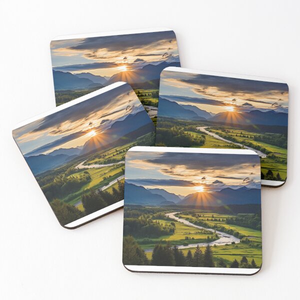 Item preview, Fields and hills of flowers with river - Landscape photography designed and sold by TheArtistOf2022.