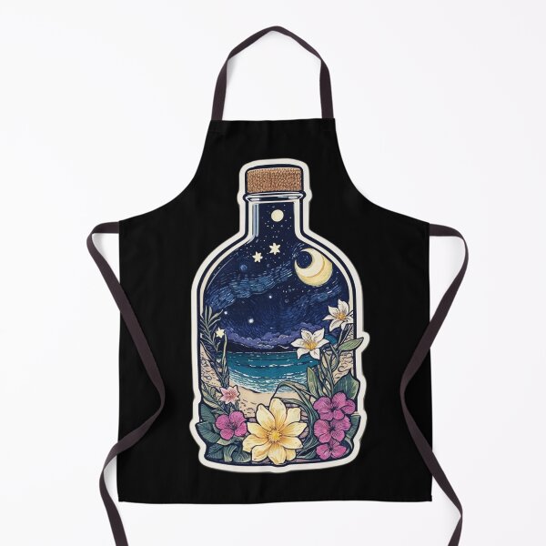 Item preview, Starry Night with Moon in a Bottle with Hawaiian Flowers designed and sold by NautiChic.