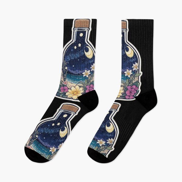 Item preview, Starry Night with Moon in a Bottle with Hawaiian Flowers designed and sold by NautiChic.