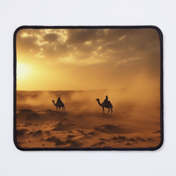 Item preview, Egyptian desert with camels at sunset - Landscape photography designed and sold by TheArtistOf2022.