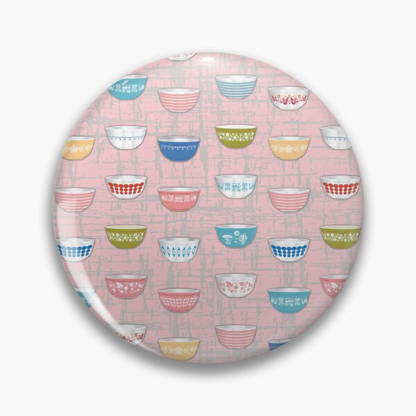 Item preview, Pyrex Bowls Pink vintage background featuring butterprint, atomic, pinkm freen bowls designed and sold by moxilla.