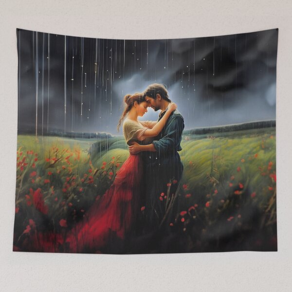 Item preview, Title: Rainy Embrace - Romantic Floral Field Artwork designed and sold by RevGens.