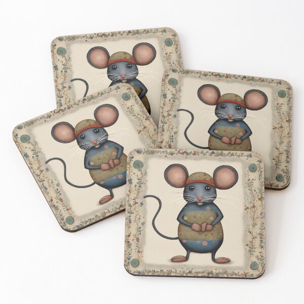 Item preview, Folk Art Mouse designed and sold by LittleGoblinPrs.