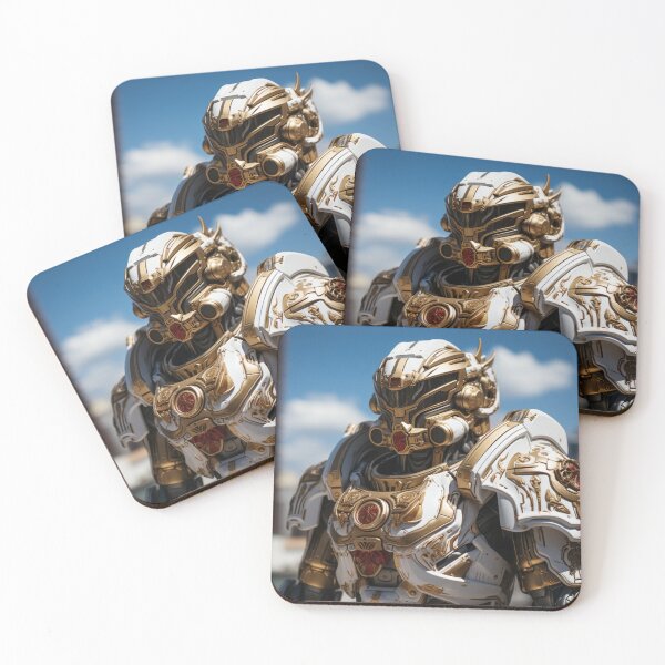 Item preview, white gold knight digital art armor robot cyborg designed and sold by UILOVE.