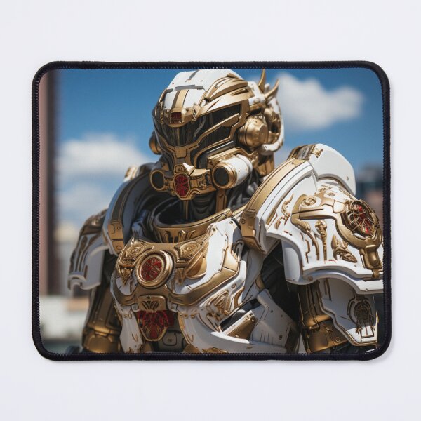 Item preview, white gold knight digital art armor robot cyborg designed and sold by UILOVE.
