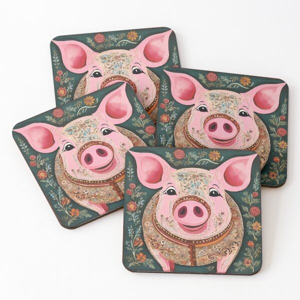Item preview, Folk Art Piggy designed and sold by LittleGoblinPrs.