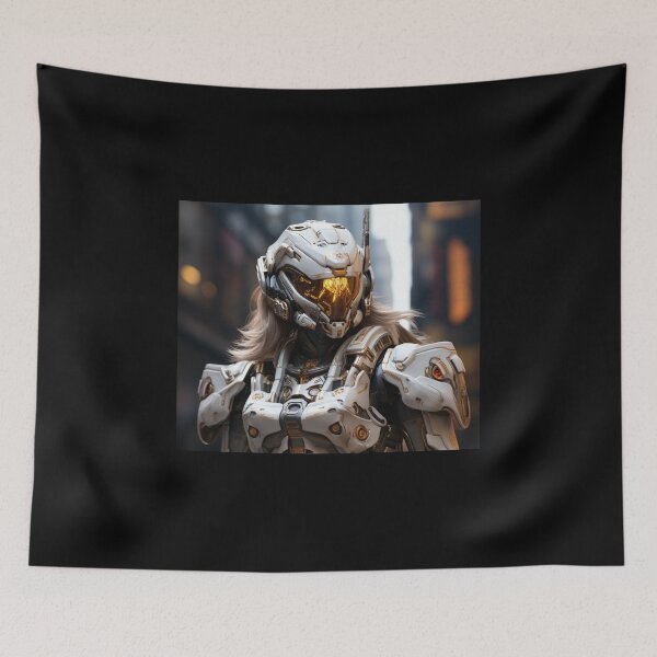 Item preview, cyborg gold goggle girl knight digital art armor designed and sold by UILOVE.