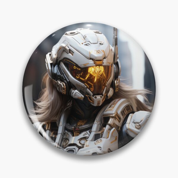 Item preview, cyborg gold goggle girl knight digital art armor designed and sold by UILOVE.