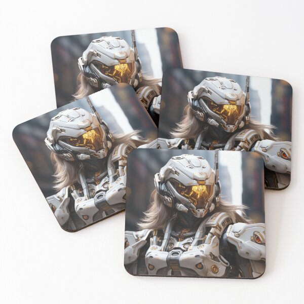 Item preview, cyborg gold goggle girl knight digital art armor designed and sold by UILOVE.