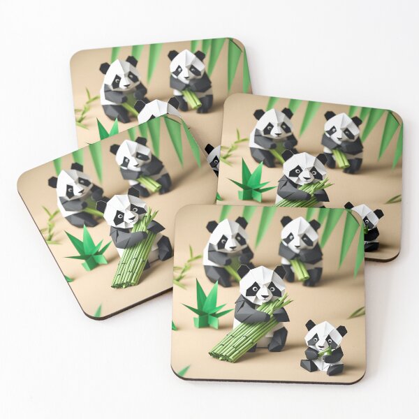 Item preview, Origami Art - Bamboo Banquet: Adorable Baby Pandas Delight in Feasting designed and sold by ArtfulFolds.