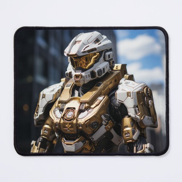 Item preview, gold goggle helmet knight digital art armor cyborg designed and sold by UILOVE.