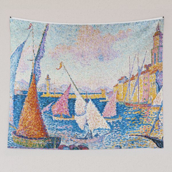 Artikelvorschau, HD. Segelboote im Hafen von Saint Tropez, von Paul Signac. HOCHAUFLÖSEND entworfen und verkauft von MINDTHECHERRY.