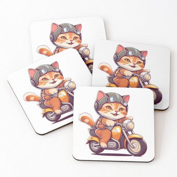 Item preview, CUTE CAT riding a motocycle designed and sold by 123JUST4U.