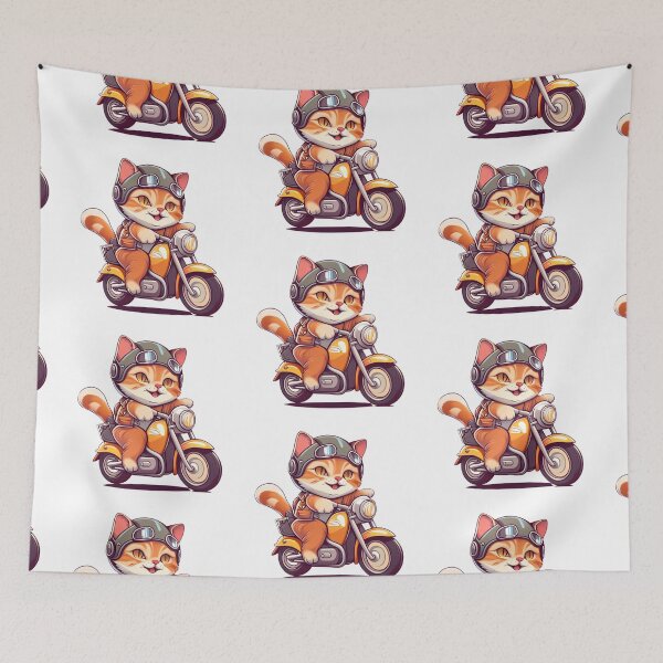 Item preview, CUTE CAT riding a motocycle designed and sold by 123JUST4U.