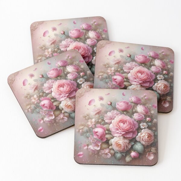 Item preview, Pink peonies and roses with rosegold designed and sold by FurryBliss.