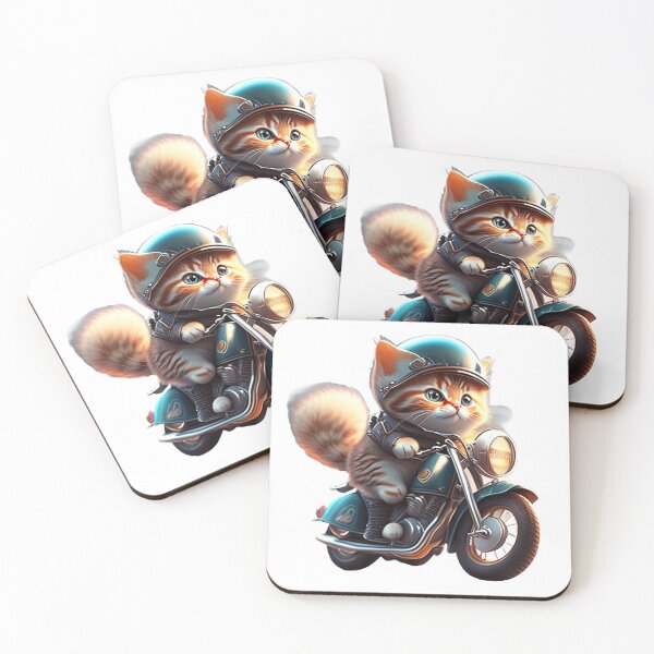 Item preview, CUTE CAT riding a motocycle designed and sold by 123JUST4U.