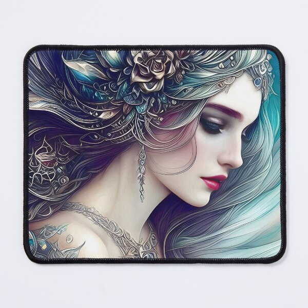Item preview, Aqua Bliss: Mesmerizing Mermaid Portrait in Serene Blue Hues designed and sold by LeighEvalynn.