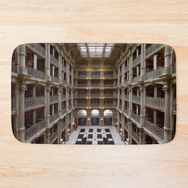 Item preview, George Peabody Library, Main Hall, interior and alcoves, Baltimore, Johns Hopkins Sheridan Libraries color photograph designed and sold by Jéanpaul  Ferro.
