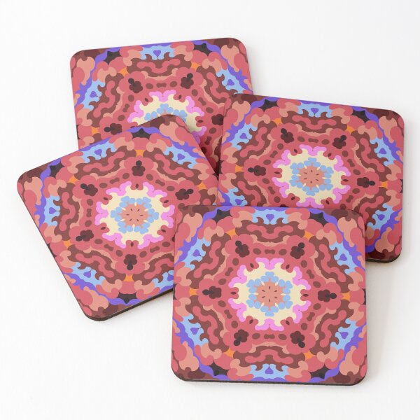 Item preview, Retro Mandala Flower Red Blue and Orange designed and sold by WormholeOrbital.