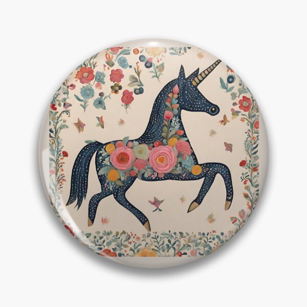 Item preview, Black Folk Art Unicorn designed and sold by LittleGoblinPrs.