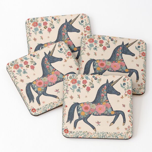 Item preview, Black Folk Art Unicorn designed and sold by LittleGoblinPrs.