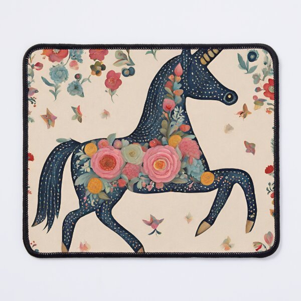 Item preview, Black Folk Art Unicorn designed and sold by LittleGoblinPrs.