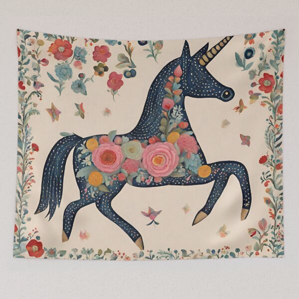 Item preview, Black Folk Art Unicorn designed and sold by LittleGoblinPrs.