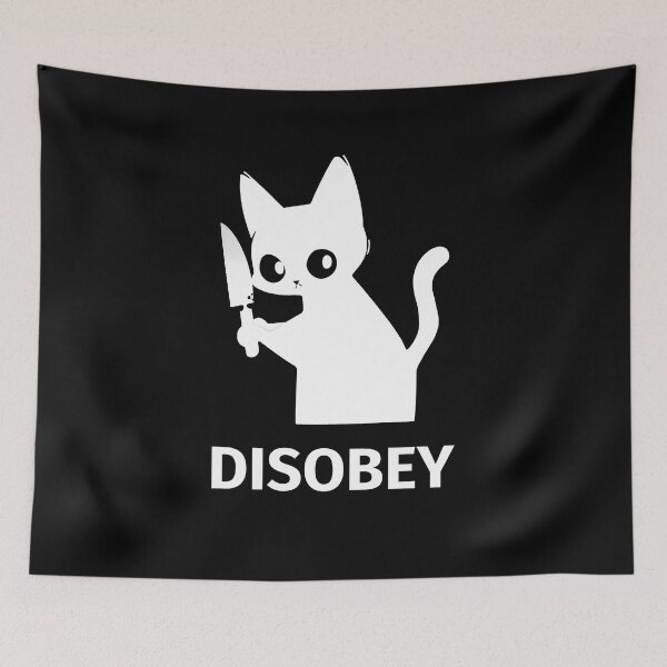 Item preview, Murderous White Cat With Knife - Disobey designed and sold by SeraphineArts.