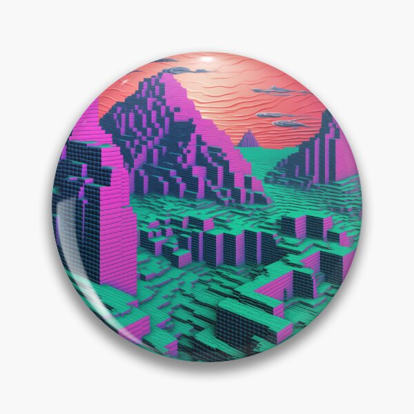 Item preview, Vaporwave Art Landscape of Grid Mountains designed and sold by Je-we.
