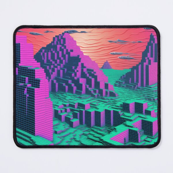 Item preview, Vaporwave Art Landscape of Grid Mountains designed and sold by Je-we.