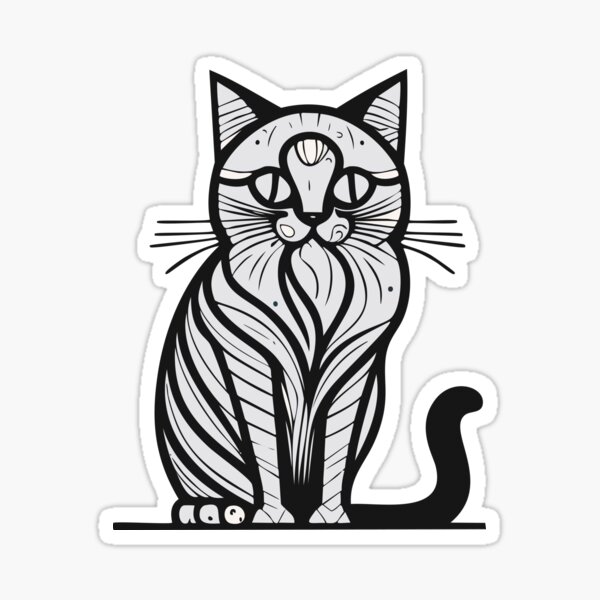 Vista previa del artículo con la obra «Gato negro abstracto sentado», diseñado y vendido por griceyvisuals.