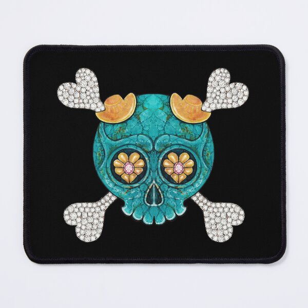 Item preview, Cute skull and crossbones set with diamond pink sapphire rose gold and turquoise. designed and sold by Jiwsurreal.
