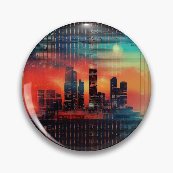 Item preview, Glitched Art Landscape of Night City designed and sold by Je-we.