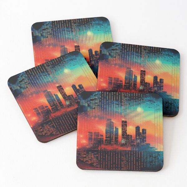 Item preview, Glitched Art Landscape of Night City designed and sold by Je-we.
