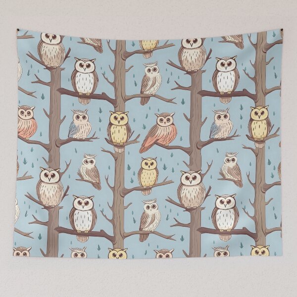 Item preview, Cute Owls Wood Colour Cartoon Style designed and sold by MuteluArtwork.