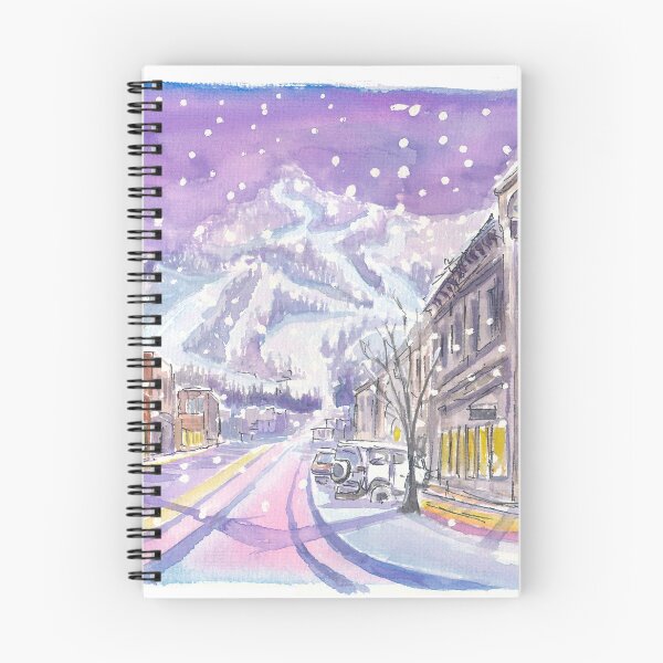 Item preview, Aspen Colorado Nightly Winter Street Scene with Snowing Mood designed and sold by artshop77.