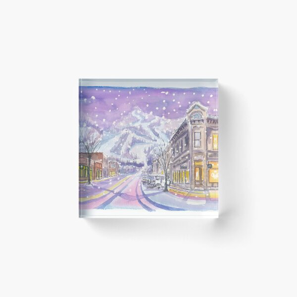 Item preview, Aspen Colorado Nightly Winter Street Scene with Snowing Mood designed and sold by artshop77.