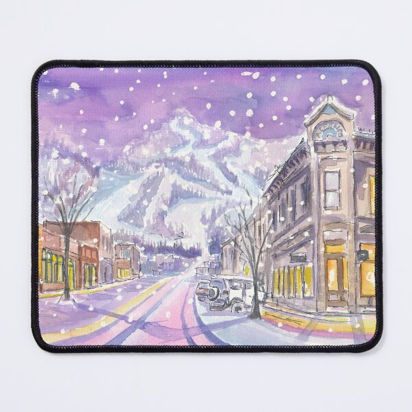 Item preview, Aspen Colorado Nightly Winter Street Scene with Snowing Mood designed and sold by artshop77.