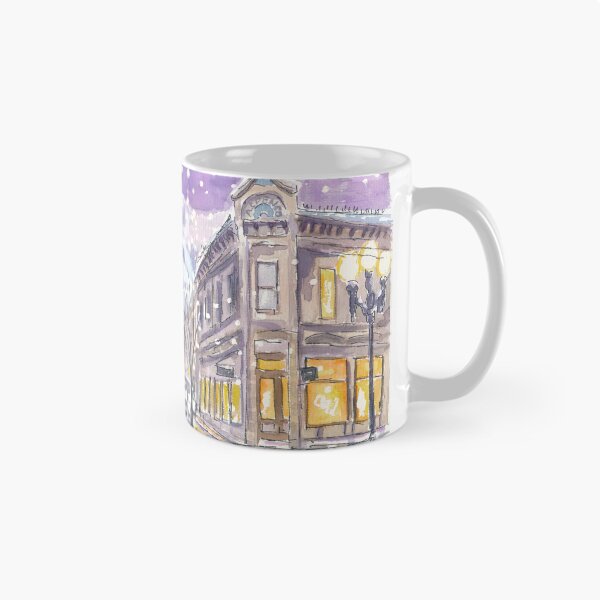 Item preview, Aspen Colorado Nightly Winter Street Scene with Snowing Mood designed and sold by artshop77.