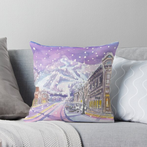 Item preview, Aspen Colorado Nightly Winter Street Scene with Snowing Mood designed and sold by artshop77.