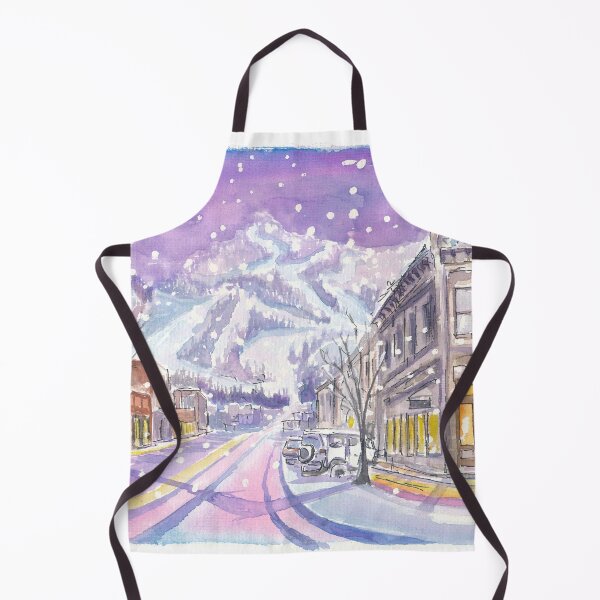 Item preview, Aspen Colorado Nightly Winter Street Scene with Snowing Mood designed and sold by artshop77.