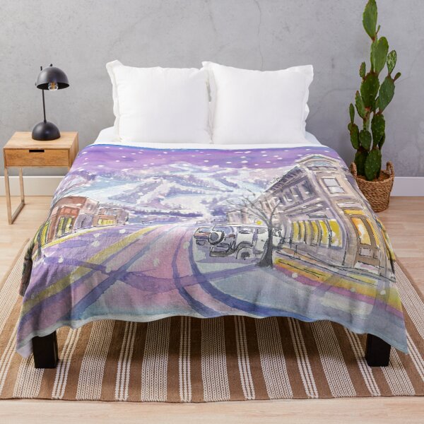 Item preview, Aspen Colorado Nightly Winter Street Scene with Snowing Mood designed and sold by artshop77.